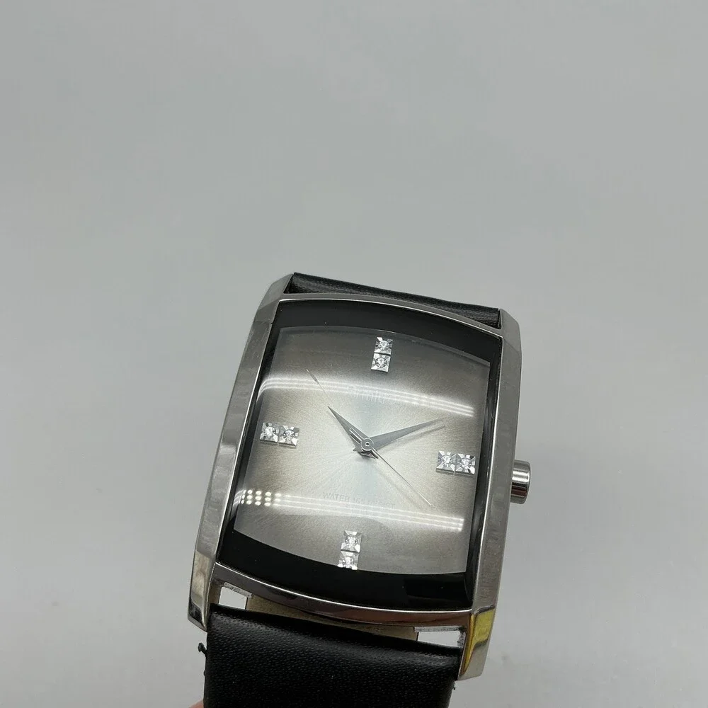 Armitron 20/4309GV Mens Watch 33mm Gray Ombre Dial Black Leather New Battery